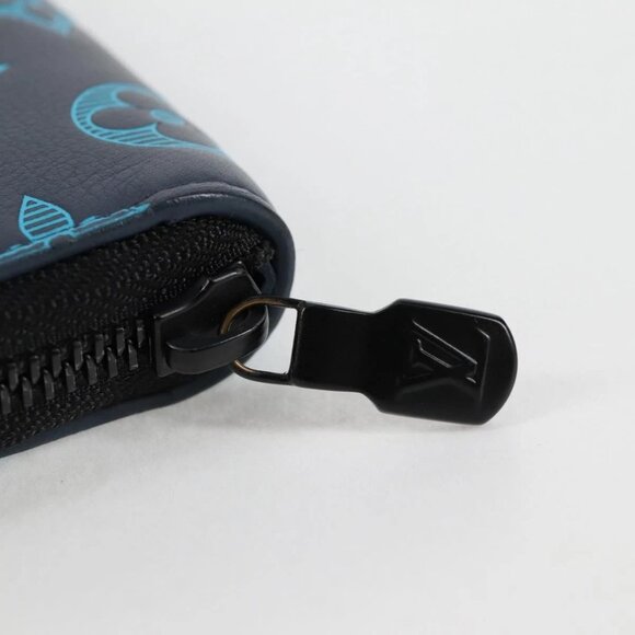 LOUIS VUITTON Monogram Shadow Zippy Wallet Vertical Navy M82322 LV Auth 126657M - Picture 12 of 16
